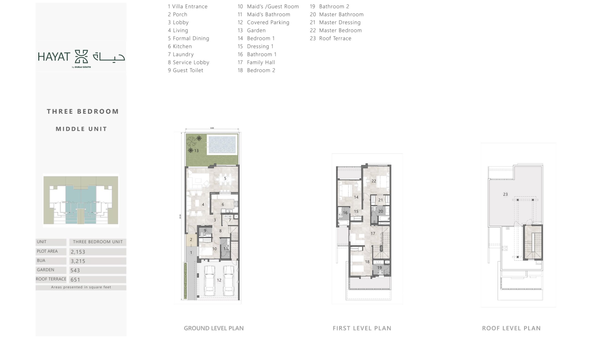 3 Bedroom Middle Unit